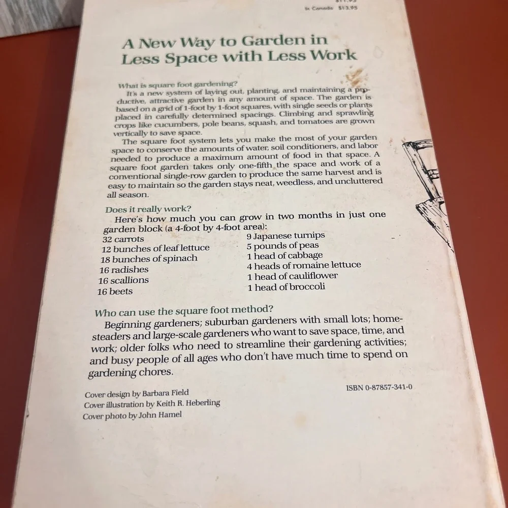 Square Foot Gardening Mel Bartholomew 1981 First Edition Paperback Rodale Press